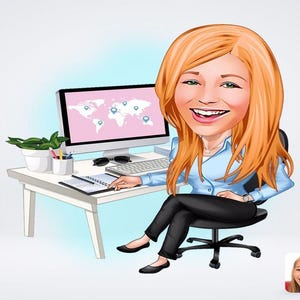 Personalized Woman General Manager Drawing / Woman General Manager Cartoon Drawing / Woman General Manager Drawing