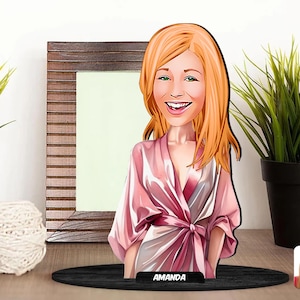 Gepersonaliseerde 3D houten cartoon vrouwelijk beeldje trinket, aangepaste cartoon dame portret, verjaardagscadeau, kerstcadeau, cadeau voor haar