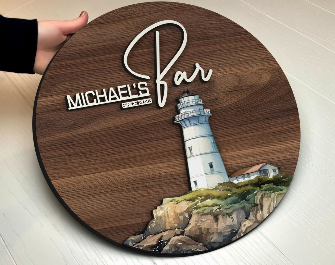 Personalized Bar Sign, Round Wooden Sign, Whiskey Bar Decor, Custom ...