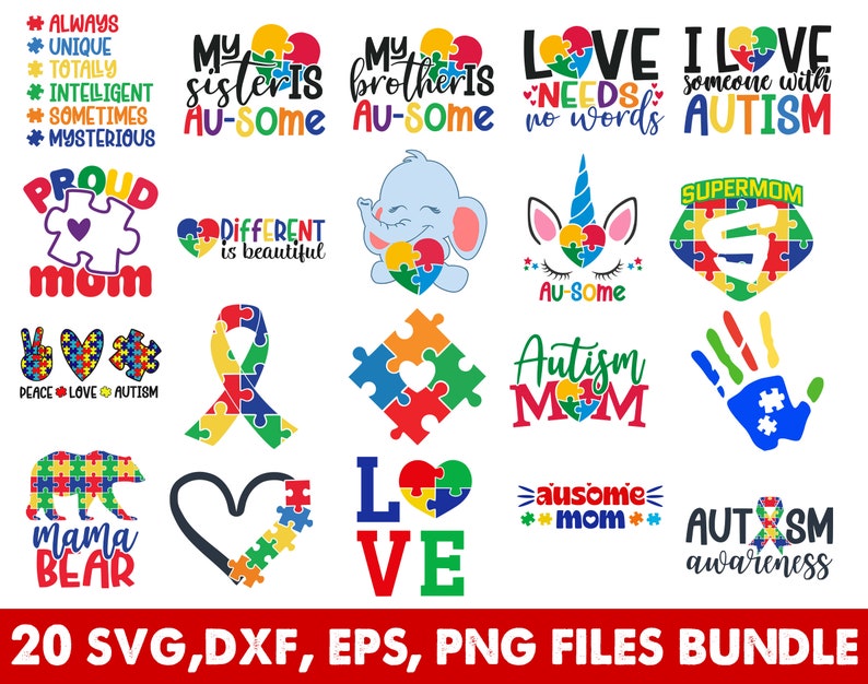 Download 20 Autism PNG SVG Bundle Autism Svg png Puzzle svg Heart ...