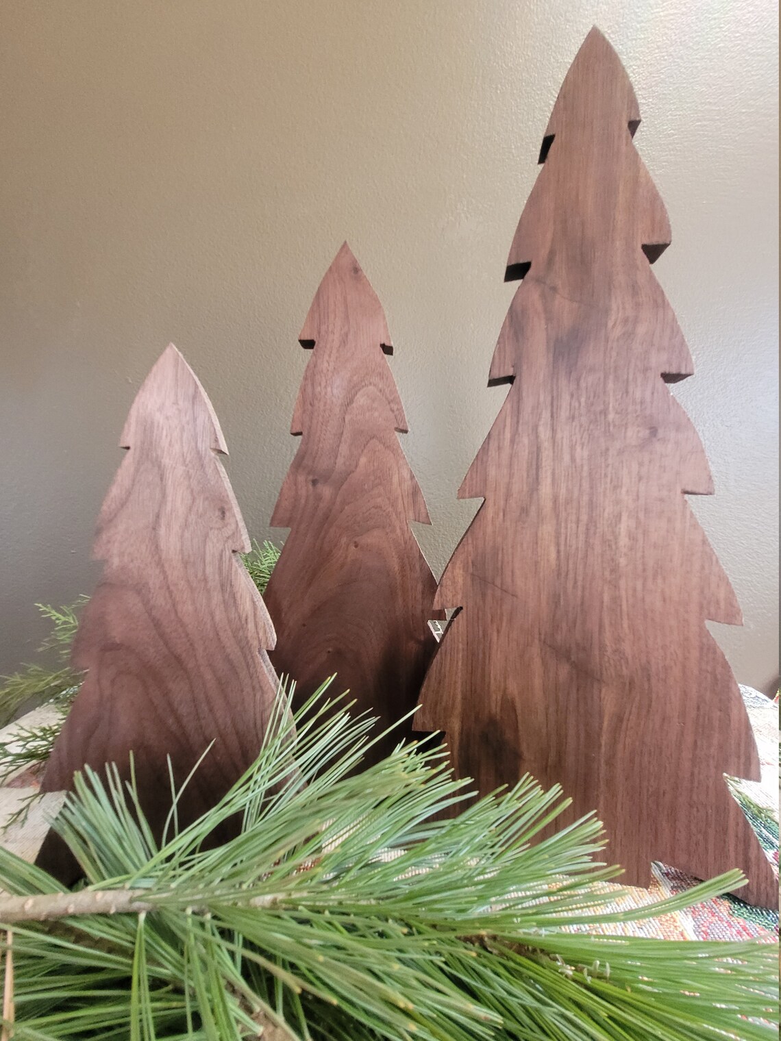 Rustic Wooden Mantel Trees Christmas Winter Woodsy Nature Etsy