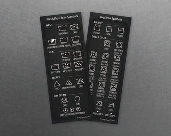 Símbolos de cuidado de la ropa y tabla magnética para la eliminación de manchas