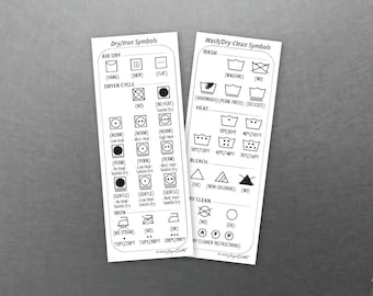 Cuidado de la ropa, tabla magnética con símbolos, instrucciones para la lavandería, regalo de inauguración de casa para ella o para él con decoración minimalista, decoración bohemia