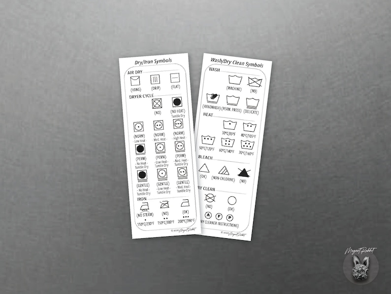 Laundry Care Symbol Magnet Chart - Minimalist Décor/Boho Décor for Your Laundry Room - Housewarming Gift for Her or Him - Clothing Care