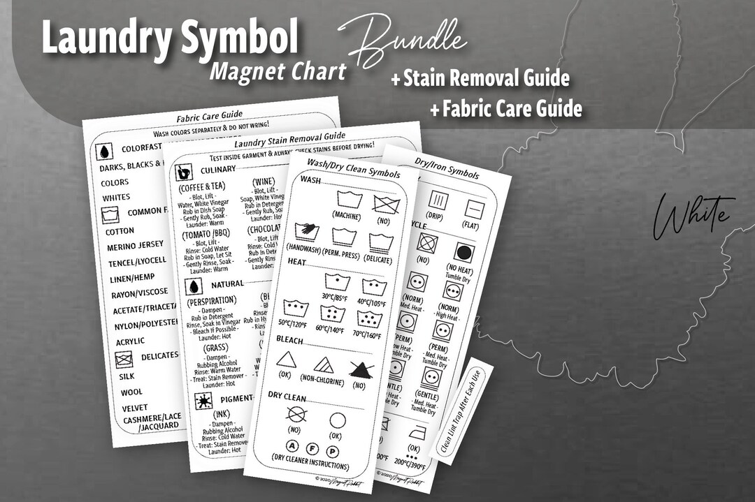 Laundry Room Guide Chart Laundry Symbol Care Etsy