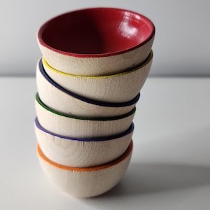 Wooden Rainbow Stacking + Sorting Bowls