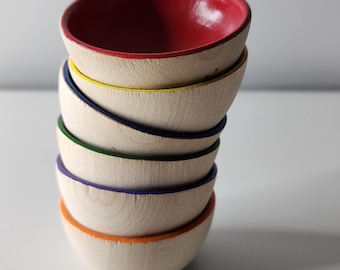 Wooden Rainbow Stacking + Sorting Bowls