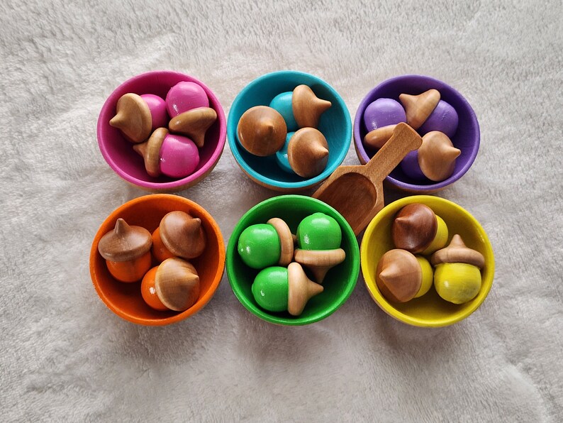 Pastel Acorn and Bowls Sorting Set | Creative Play image 6
