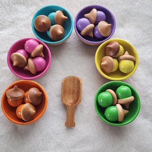 Pastel Acorn and Bowls Sorting Set | Creative Play image 5