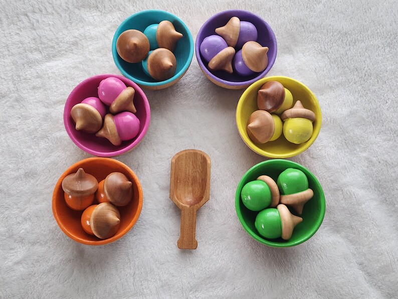 Pastel Acorn and Bowls Sorting Set | Creative Play image 5
