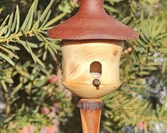 Handmade Exotic Wood Miniature Birdhouse Ornament
