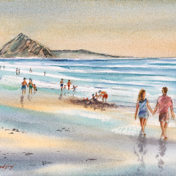 Morro Bay Art Print, Morro Bay California, Vibrant Beach Painting, Morro Rock Wall Print,  Morro Bay Wall Art, Serene California Painting