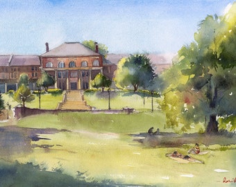 "NC State Universität Aquarell Kunstdruck: Wolfsrudel Alumni Geschenk."