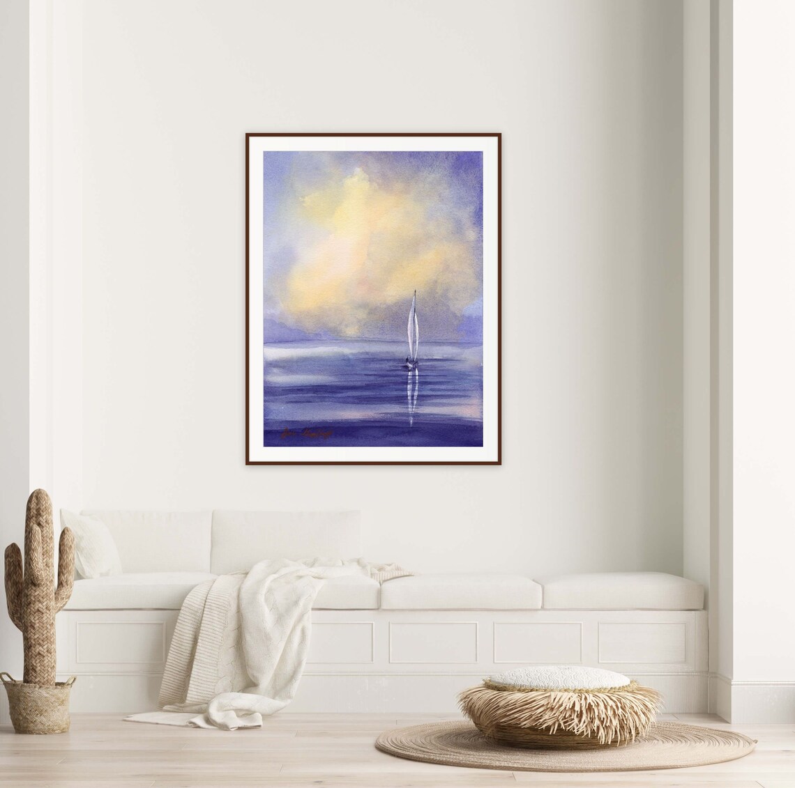 Sailboat Watercolor Painting: Nautical Seascape Art Print - Etsy