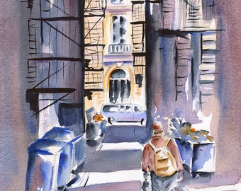 Boston Cityscape Watercolor Print: Back Bay Art, Massachusetts