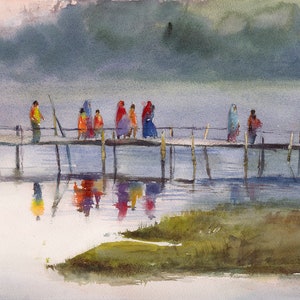 Indian Watercolor print for Elegant Indian Décor , Indian Art for holi  Asian Art , Desi Prints, India painting for Diwali gifts