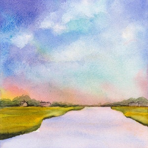 Watercolor of Cape Cod Marsh by Joe Godfrey, Wall Decor, Art Print, Marsh Painting, Salt Life, Coastal Decor, Mothers Day Gift, Beach Decor
