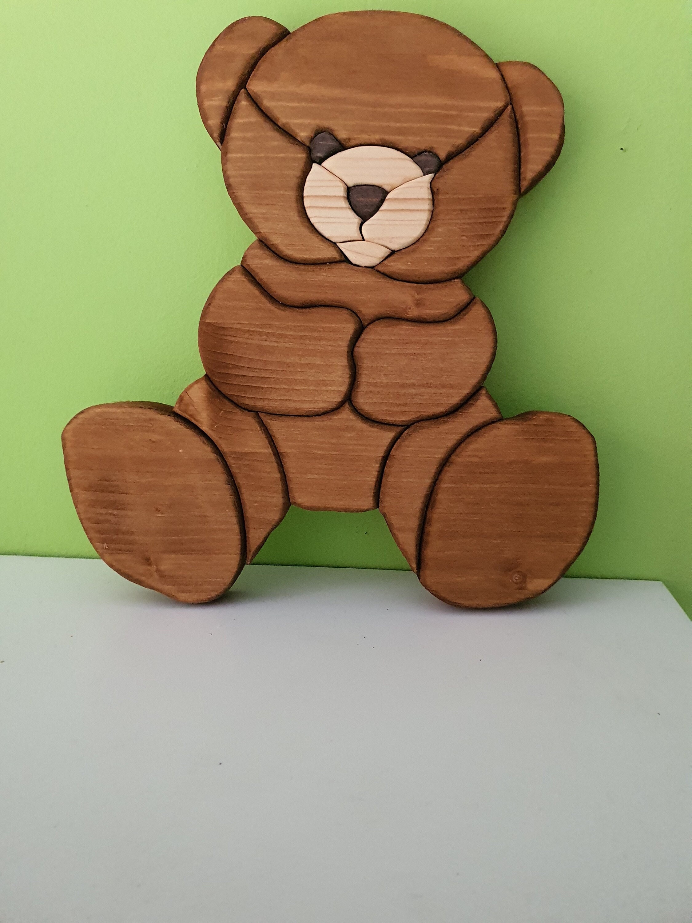 A wooden teddy bear kids room decoration Etsy