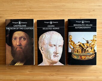 3 Penguin Classics Benvenuto Cellini Autobiography, Castiglione, The Book of the Courtier, Cicero Selected Works