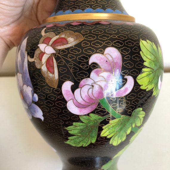 中国七宝焼き花瓶 - Chinese Cloisonné Floral Vase Vintage Chinese Cloisonné Enamel Floral Vase Decorated With