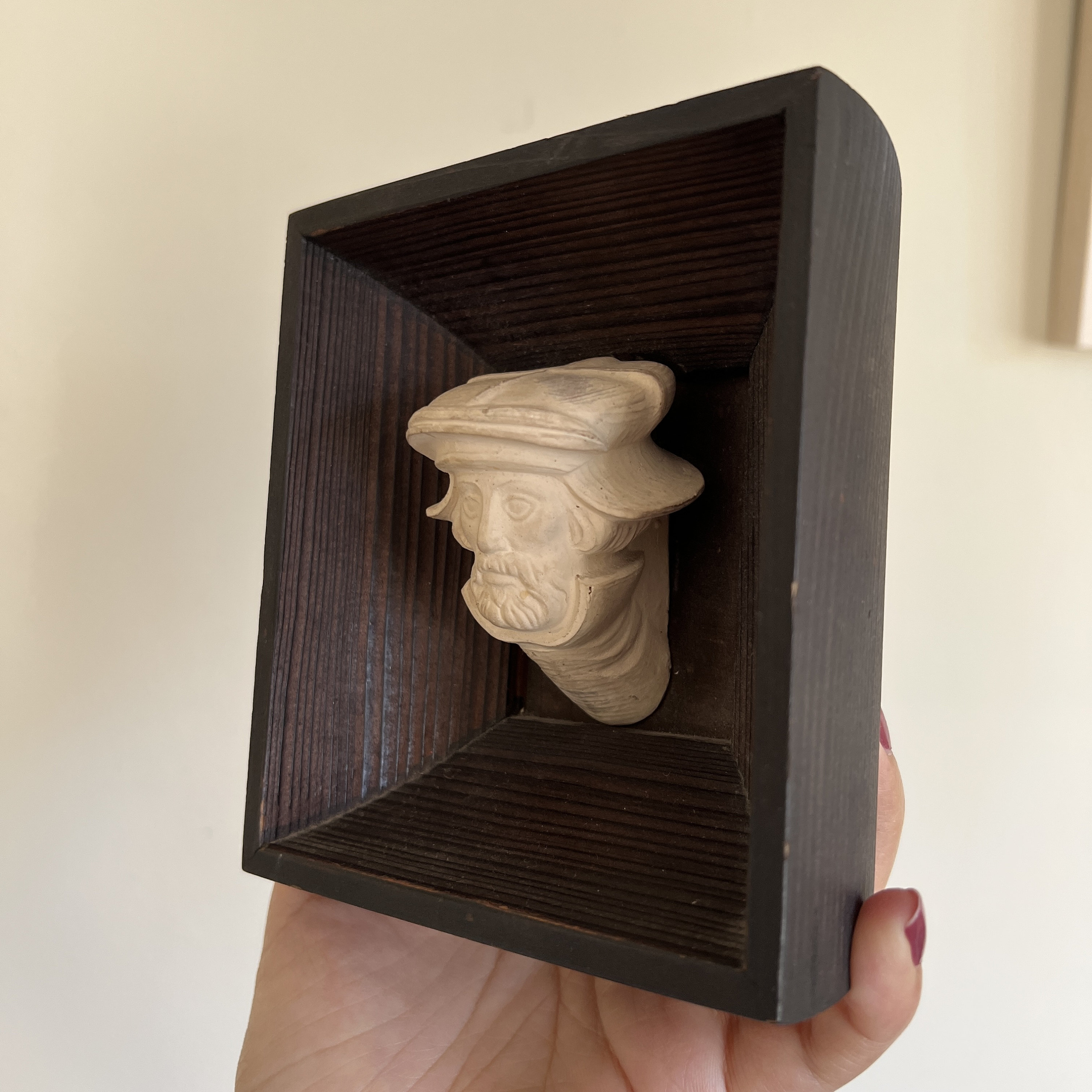 Vintage Small Polish Plaster Head Art, Vintage Sculpture Head Art