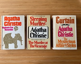 Agatha Christie Book Bundle, Miss Marple's First and Last Cases, Elephant can remember, Curtain &The Mysterious Affair at Styles