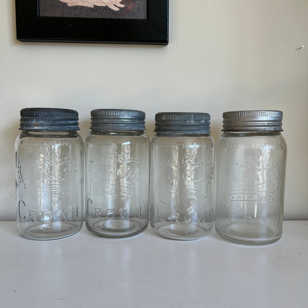 4 Crown Mason Jars Vintage Canadian Crown Mason Jars Vintage Etsy