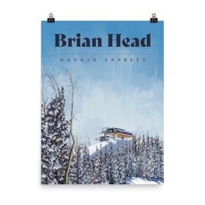 Pôster Brian Head - BIG - Navajo Express - Pôster de esqui de Utah - Pôster de viagens de Utah - Ski Utah - Arte de esqui de Utah - Decoração de esqui - Decoração de cabine