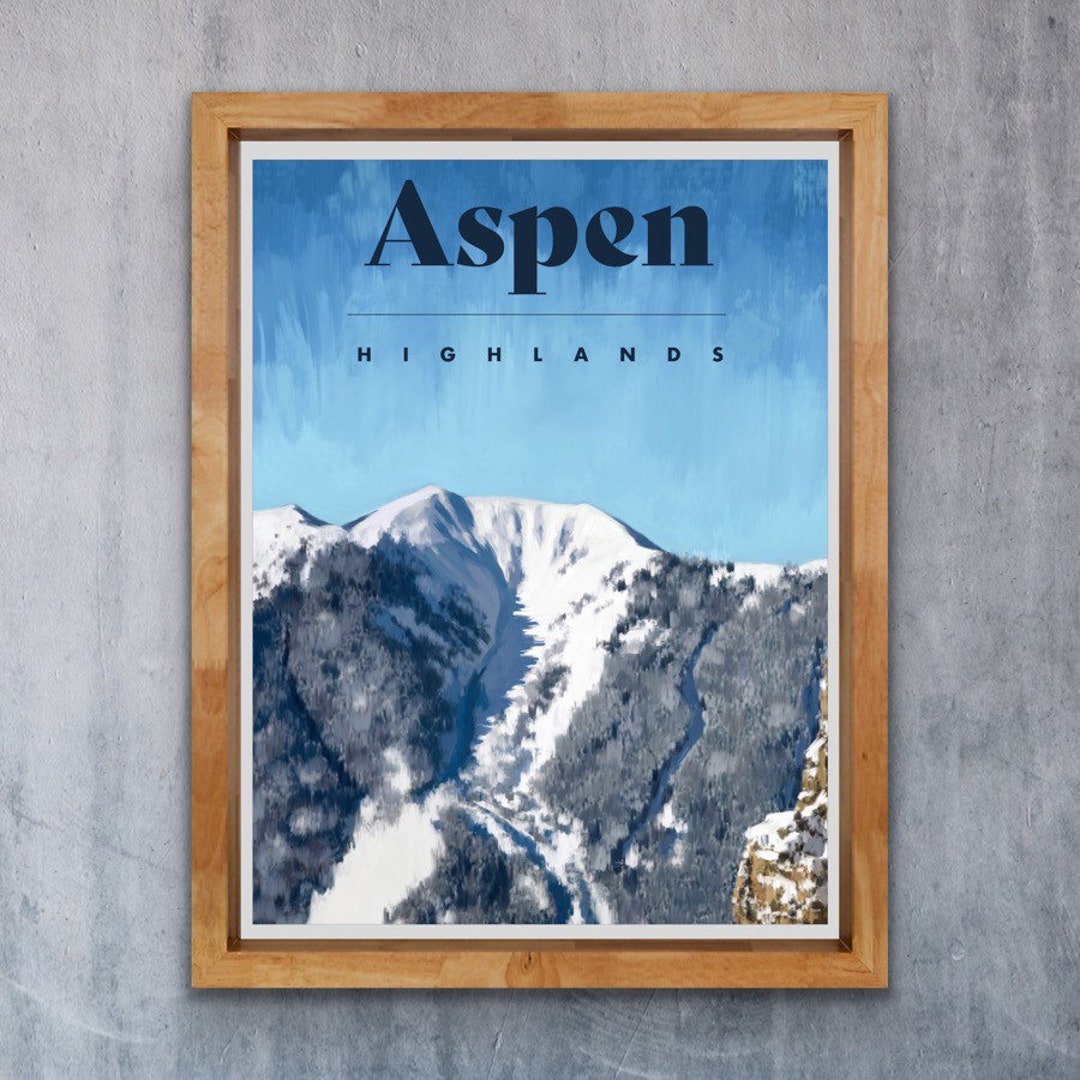 Aspen Highlands Poster colorado Ski Poster Colorado Travel Poster Ski