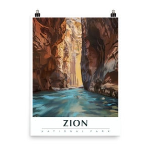 Zion National Park National Park Poster Travel Poster National Park Art United States Poster Vintage Poster Utah Travel Poster