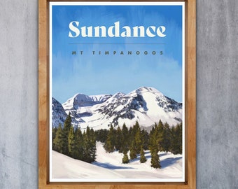 Sundance Poster - Timpanogos -Utah Ski Poster - Utah Travel Poster - Ski Utah - Utah Ski Art - Ski Decoration - Cabin Decoration