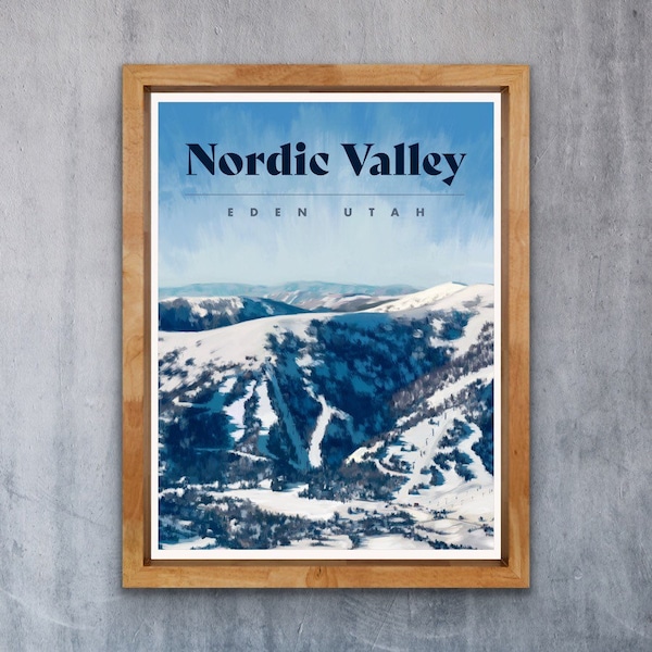 Nordic Valley, Utah Ski Poster, Utah Ski Art, Utah Travel Poster, Utah Ski Print, Ski Decoration, Nordic Valley Utah Poster