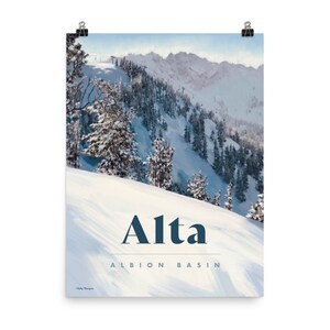 Alta Poster - BIG - Albion Basin -Utah Ski Poster - Utah Travel Poster - Ski Utah - Utah Ski Art - Ski Decoration - Cabin Decoration