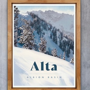 Alta Poster - Albion Basin -Utah Ski Poster - Utah Travel Poster - Ski Utah - Utah Ski Art - Ski Decoration - Cabin Decoration