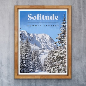 Solitude Poster - Summit Express -Utah Ski Poster - Utah Travel Poster - Ski Utah - Utah Ski Art - Ski Decoration - Cabin Decoration