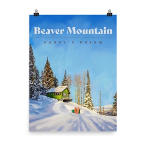Biber Berg Poster - BIG - Harry es Dream - Utah Ski Poster - Utah Reiseposter - Ski Utah - Utah Ski Art - Ski Dekoration
