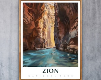 Zion National Park National Park Poster Travel Poster National Park Art United States Poster Vintage Poster Utah Travel Poster