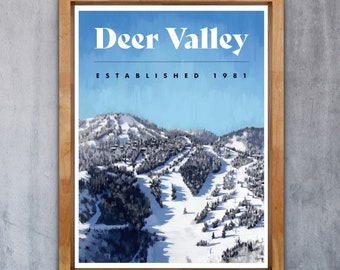 Deer Valley Poster - 1981 -Utah Ski Poster - Utah Travel Poster - Ski Utah - Utah Ski Art - Ski Decoration - Cabin Decoration
