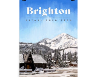 Brighton Poster - BIG - 1936 -Utah Ski Poster - Utah Travel Poster - Ski Utah - Utah Ski Art - Ski Decoration - Cabin Decoration