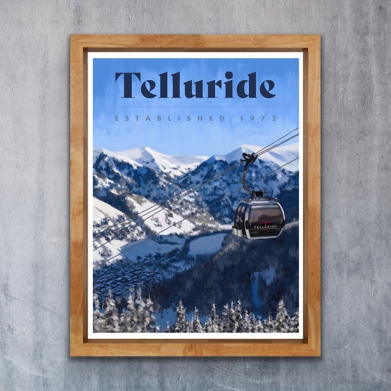 Telluride Poster colorado Ski Poster Colorado Travel Poster Ski