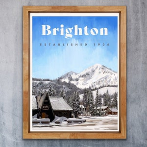 Brighton Poster - 1936 -Utah Ski Poster - Utah Travel Poster - Ski Utah - Utah Ski Art - Ski Decoration - Cabin Decoration