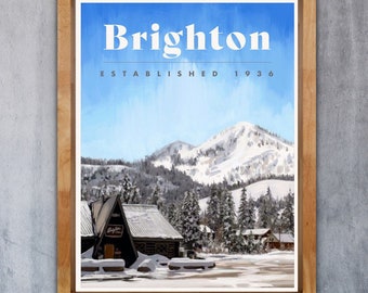 Brighton Poster - 1936 -Utah Ski Poster - Utah Travel Poster - Ski Utah - Utah Ski Art - Ski Decoration - Cabin Decoration