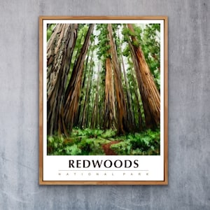 Redwoods National Park National Park Poster Travel Poster National Park Art United States Poster Vintage Poster California Travel Redwoods