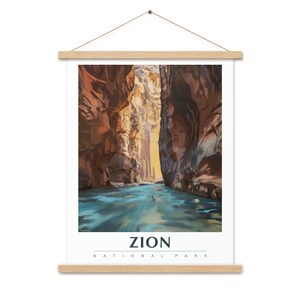 Zion National Park Poster National Park Poster Travel Poster National Park Art United States Poster Utah Travel Poster