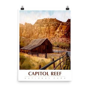 Capitol Reef National Parks Poster Travel Poster Utah Travel Poster National Park Art United States Poster Vintage Poster