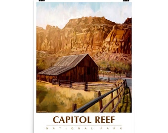 Capitol Reef National Parks Poster Travel Poster Utah Travel Poster National Park Art United States Poster Vintage Poster