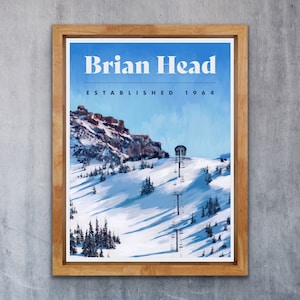 Brian Head Poster - 1964 -Utah Ski Poster - Utah Travel Poster - Ski Utah - Utah Ski Art - Ski Decoration - Cabin Decoration
