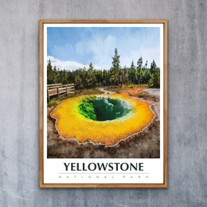 Yellowstone  National Park National Park Poster Travel Poster National Park Art United States Poster Vintage Poster Wyoming Travel Poster
