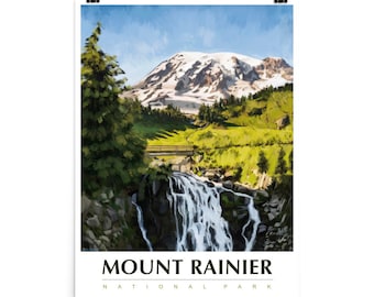 Mount Rainier National Park National Park Poster Travel Poster National Park Art United States Poster Vintage Poster Washington Travel