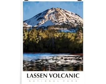 National Park National Lassen Volcanic National Park Poster, Travel Poster, National Park Art, United States Poster, Vintage Poster, Lassen